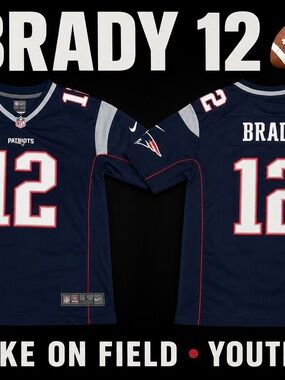 Nike Navy, White & Red Tom Brady #12 Patriots Jersey